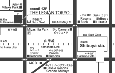 【渋谷 ランチ・ディナー・夜景レストラン】THE LEGIAN TOKYO（ザ・レギャン・トーキョー）　アクセスマップ　渋谷駅から徒歩3分